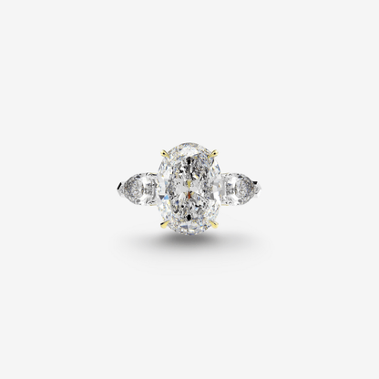 Frida Engagement Ring, Oval Cut Sterling Silver, 4 Carats - MargalitRings