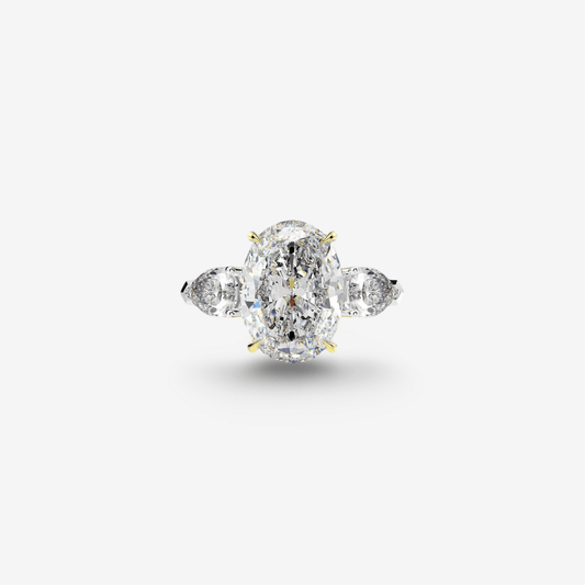 Frida Engagement Ring, Oval Cut Sterling Silver, 4 Carats - MargalitRings