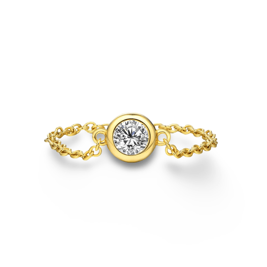 Bezel Set Solitaire Ring, Yellow Gold - MargalitRings