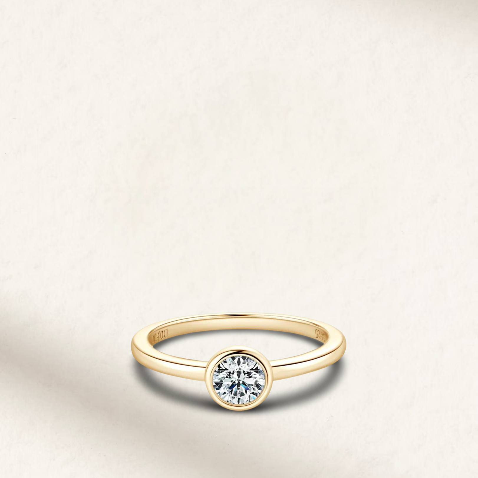 Round, Bezel Set, Engagement Ring, 0.5 Carats, Yellow Gold
