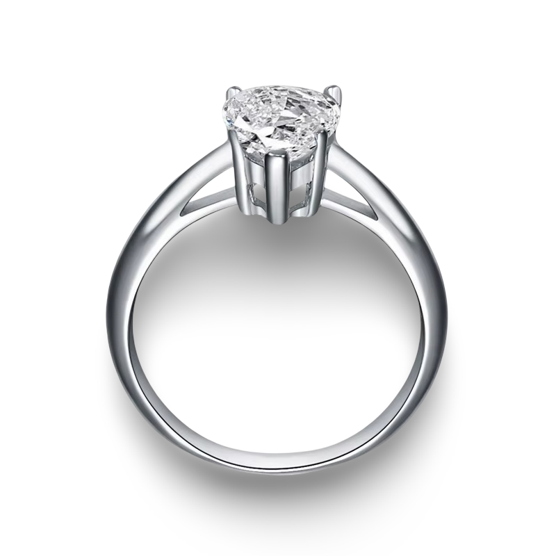 Pear Shape Engagement Ring, 2 Carats, Sterling Silver