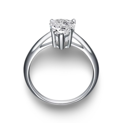 Pear Shape Engagement Ring, 2 Carats, Sterling Silver