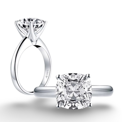 Cushion Cut Engagement Ring, 3 Carats, Sterling Silver