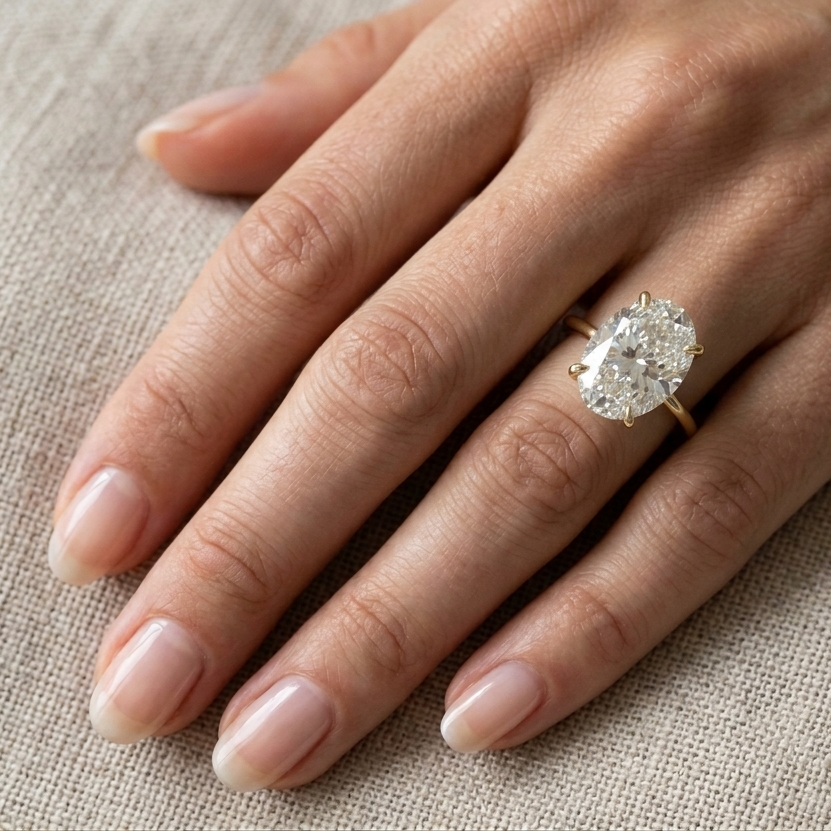 Hailey Bieber Engagement Ring Yellow Gold OVal 