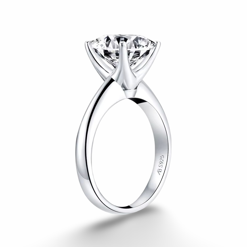 Cushion Cut Engagement Ring, 3 Carats, Sterling Silver
