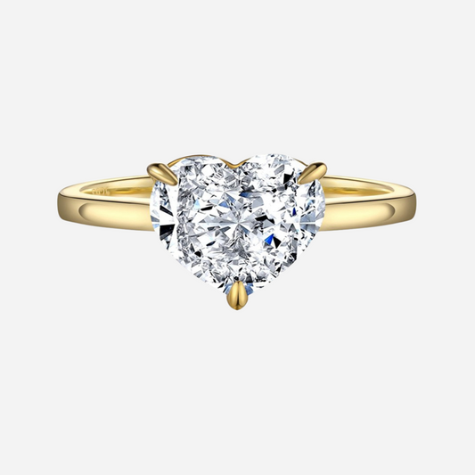 Heart Shape, 2.5 Carat, Yellow Gold Band - Margalit Rings 