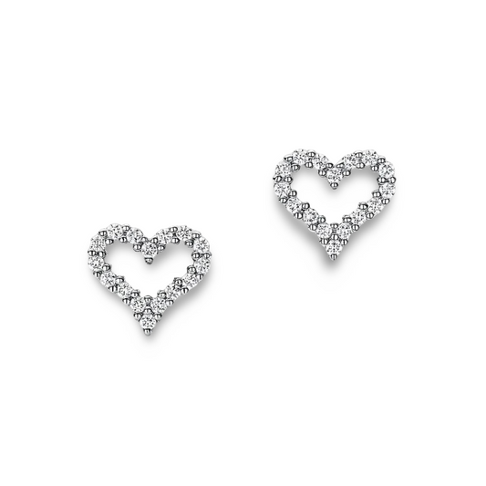 Heart Shape Silhouette, Bridal Studs, Sterling Silver