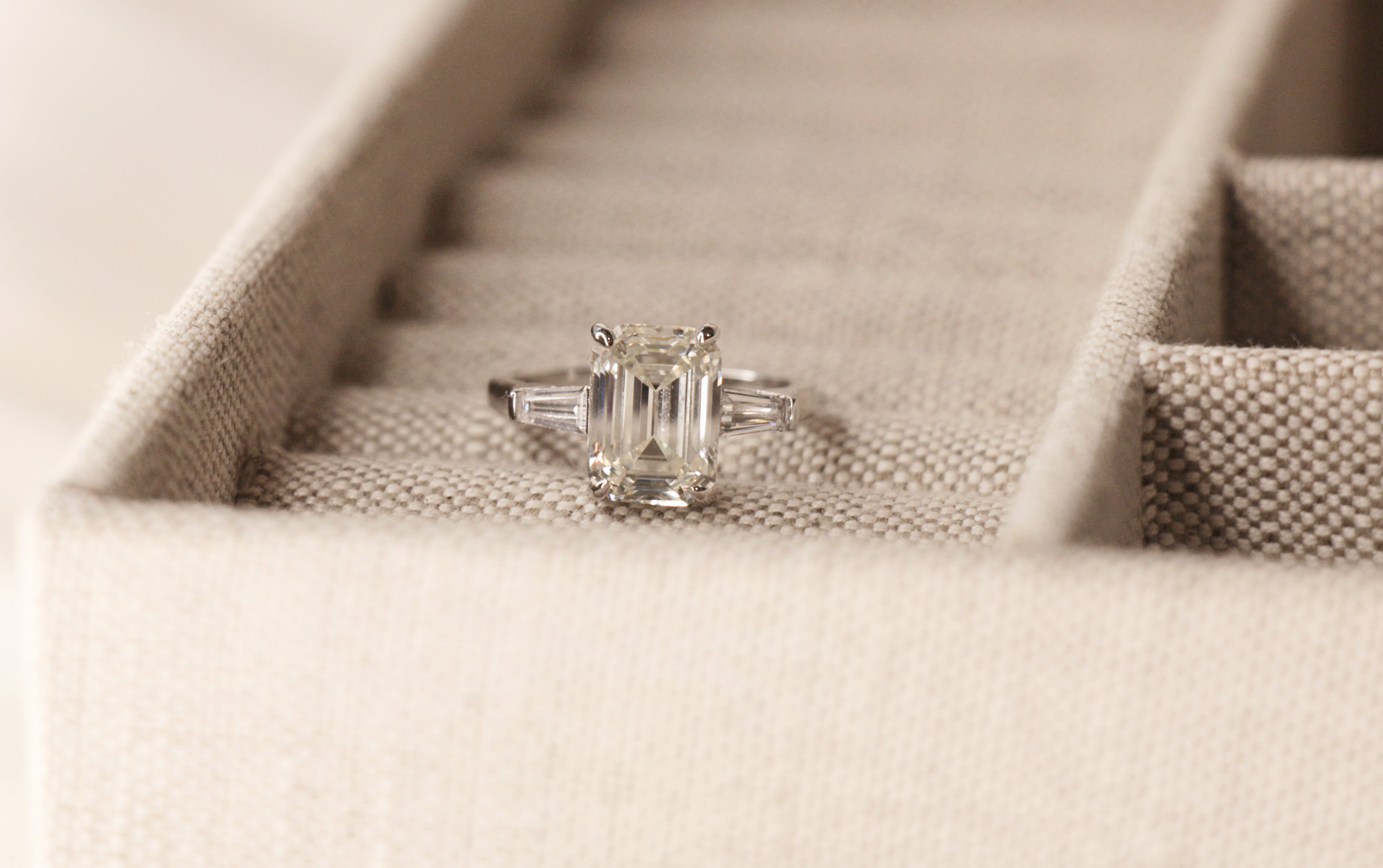 Emerald cut faux deals diamond ring