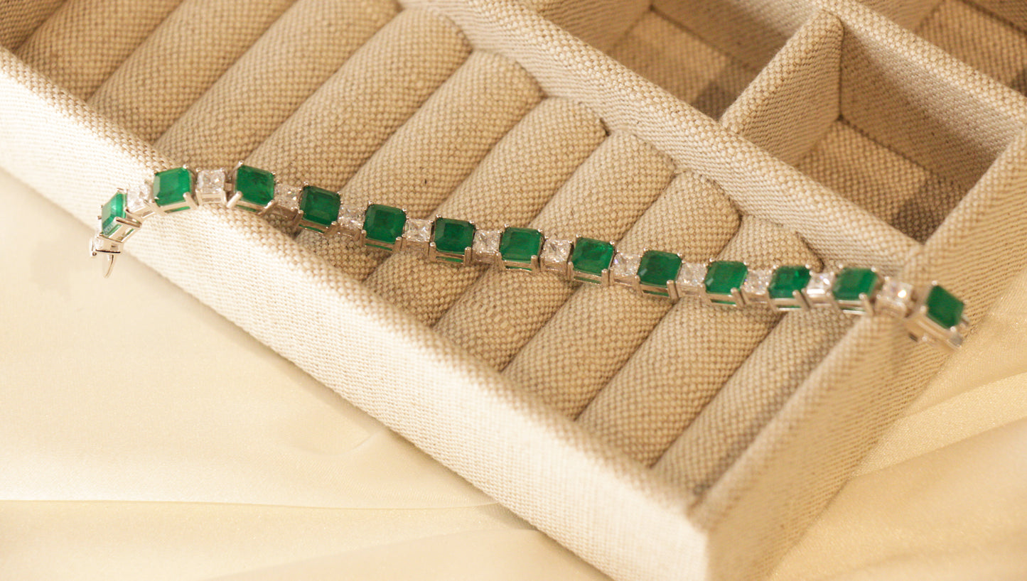 Emerald Green & Diamond Bracelet