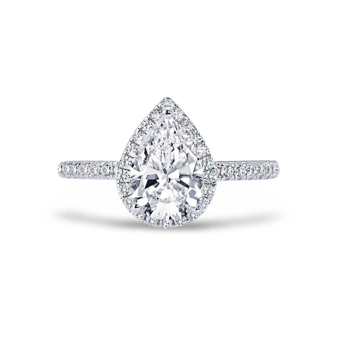 Pear Shape Halo Engagement Ring, 2 Carats