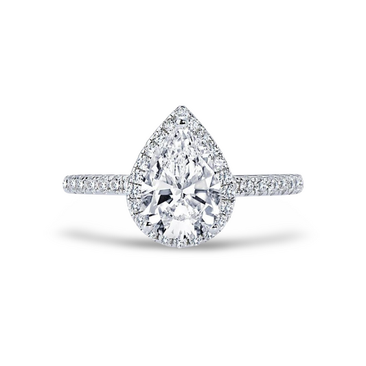 Pear Shape Halo Engagement Ring, 2 Carats