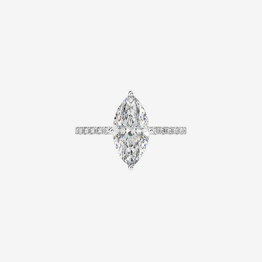 Marquise Cut Engagement Ring, 2 Carats, Sterling Silver - MargalitRings