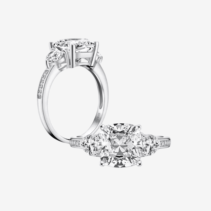 Cushion Cut Engagement Ring, 5 Carats, Demi Channel Set - MargalitRings