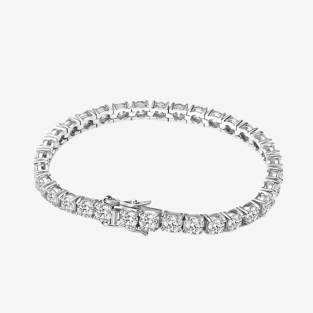 Moissanite Round, Tennis Bracelet, Sterling Silver - MargalitRings