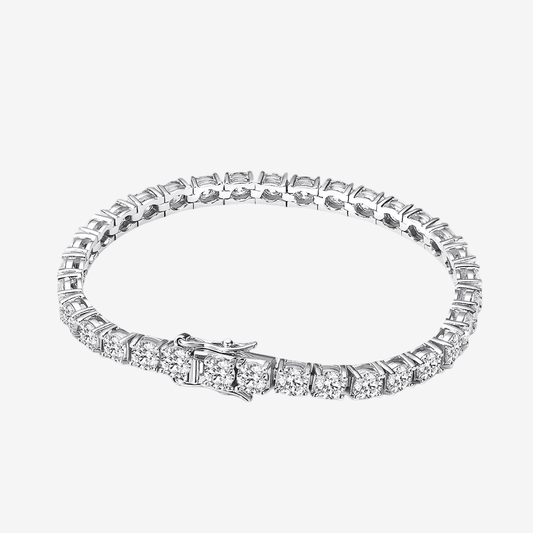Moissanite Round, Tennis Bracelet, Sterling Silver - MargalitRings