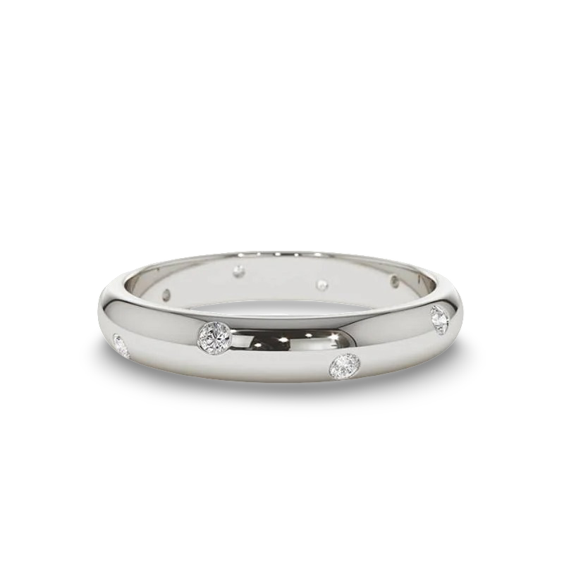 Scattered Inlay Wedding Band, Sterling Silver