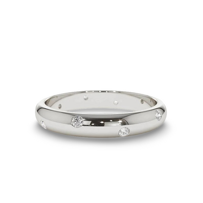 Scattered Inlay Wedding Band, Sterling Silver