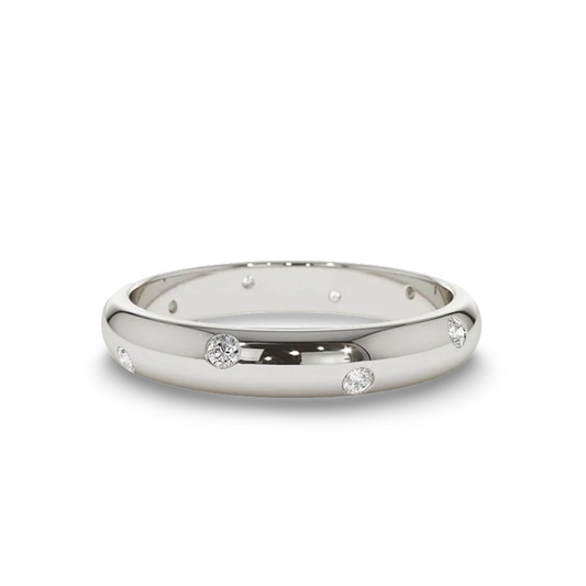 Scattered Inlay Wedding Band, Sterling Silver