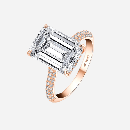 Nada Kumani Emerald Cut Engagement Ring, Pave, Rose Gold RIng, 6 Carats - MargalitRings