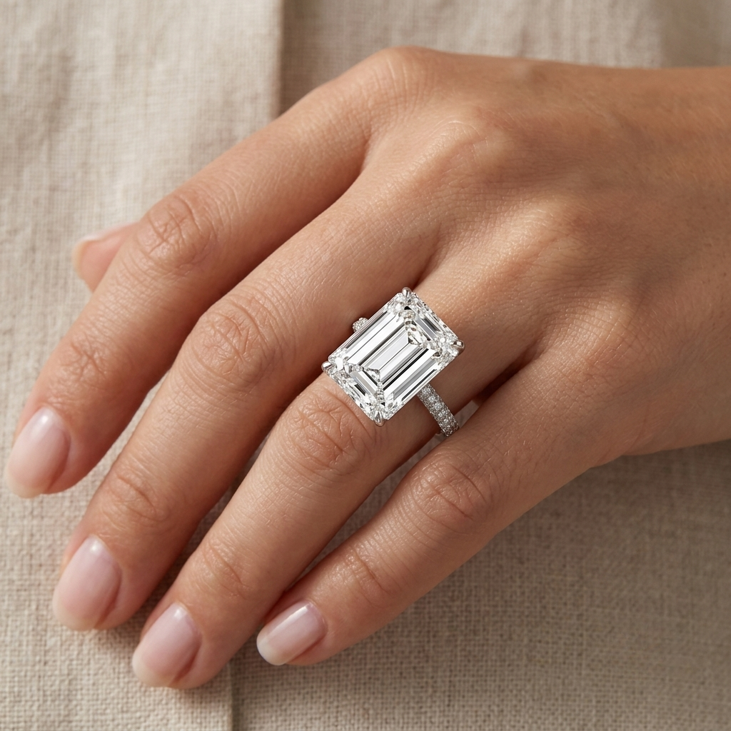 Nada Kumani Emerald Cut Ring Dupe Sterling Silver