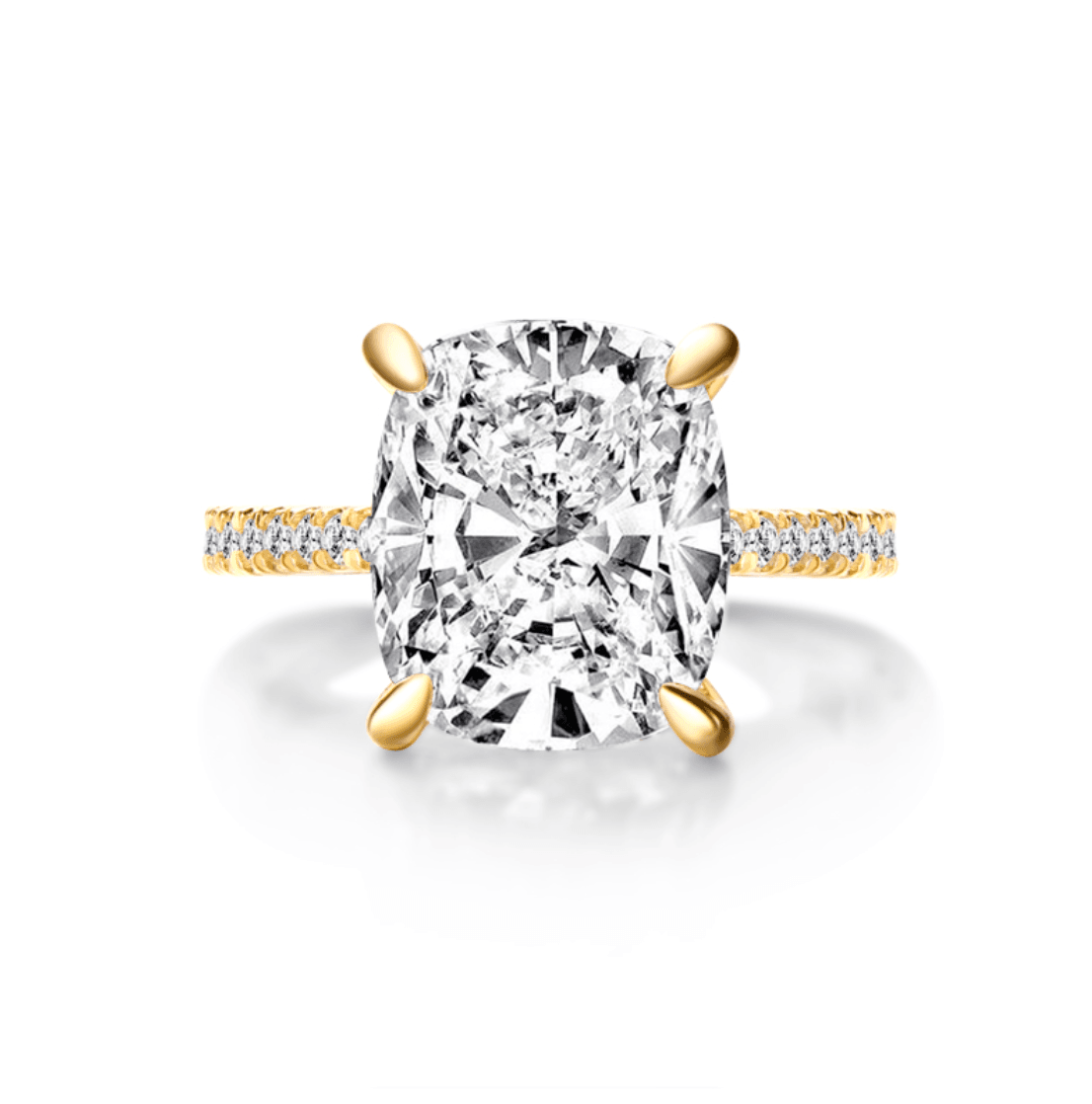 Cushion Cut Engagement Ring, 6 Carats, Yellow Gold - MargalitRings