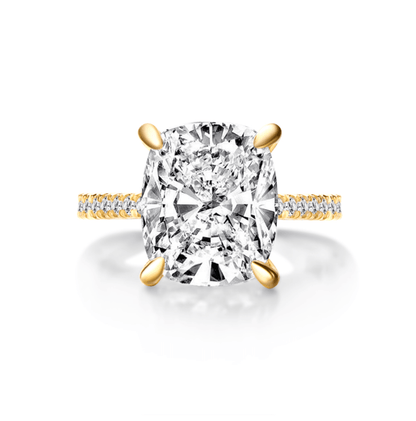 Cushion Cut Engagement Ring, 6 Carats, Yellow Gold - MargalitRings