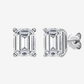 Emerald Cut, Sterling Silver, Wedding Day Studs