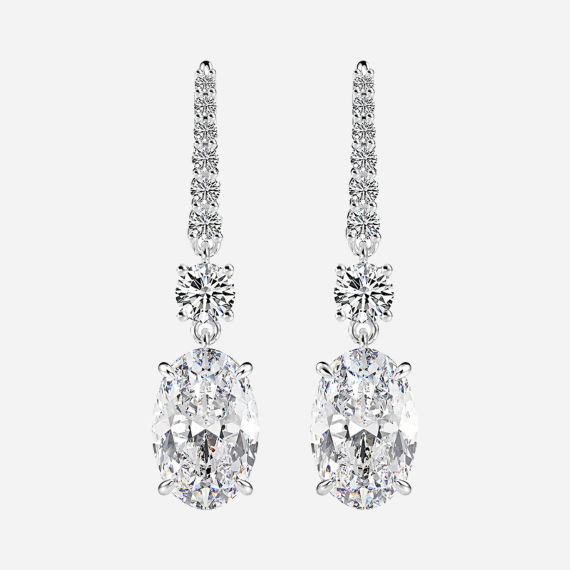 Our beautiful oval cut, waterdrop, chandelier Wedding Earrings by Margalit Rings - silver