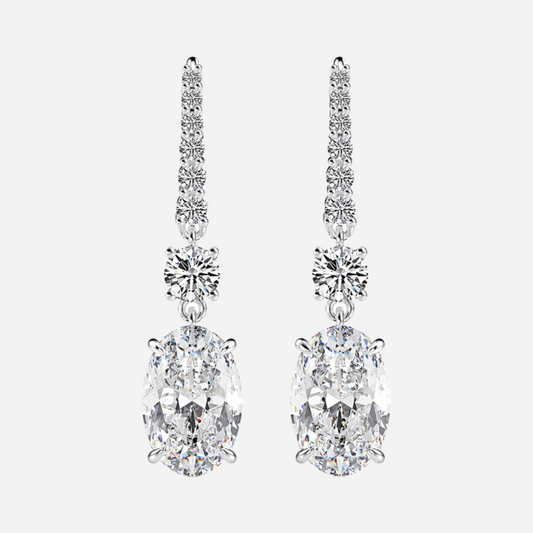 Our beautiful oval cut, waterdrop, chandelier Wedding Earrings by Margalit Rings - silver