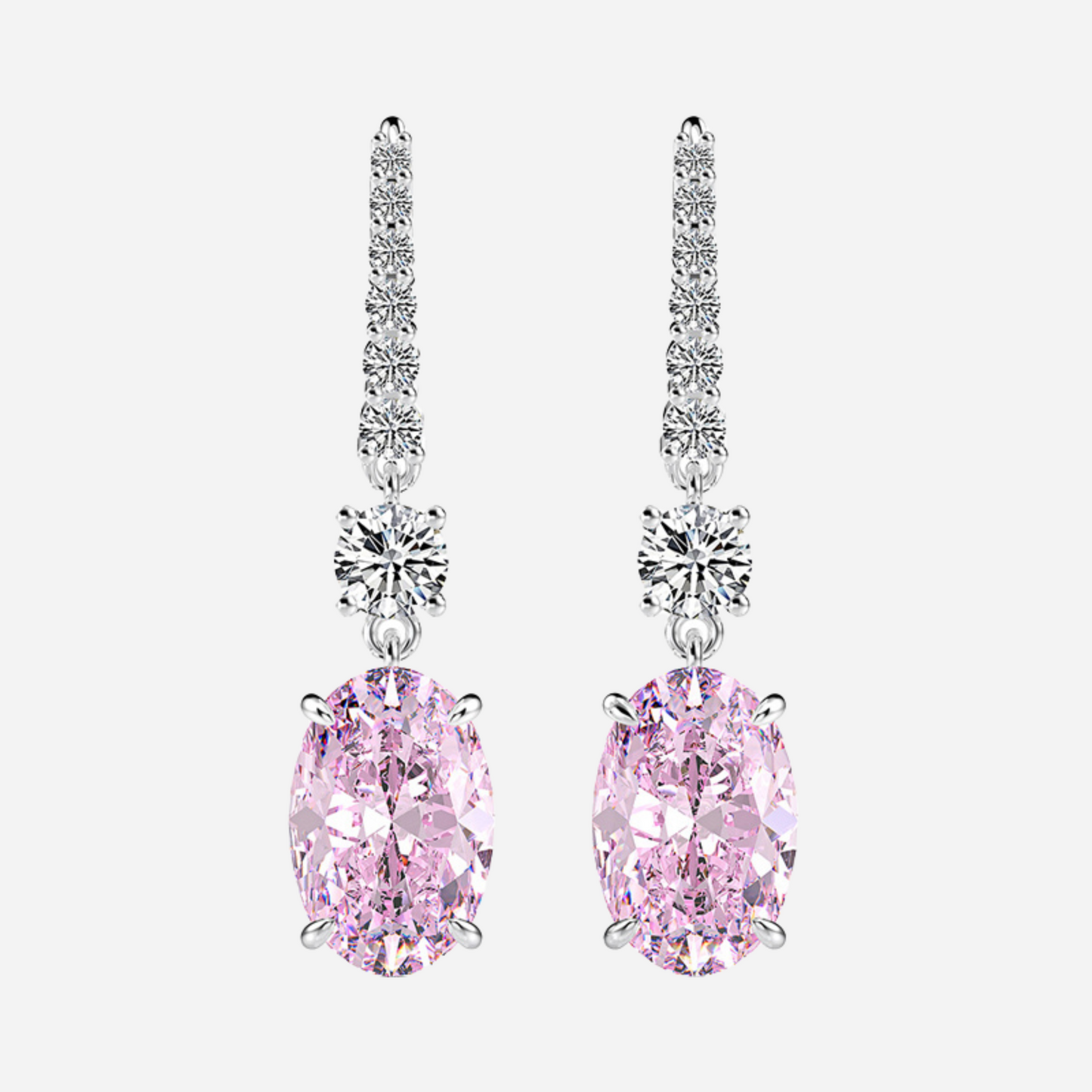 Our beautiful oval cut, waterdrop, chandelier Wedding Earrings by Margalit Rings - pink