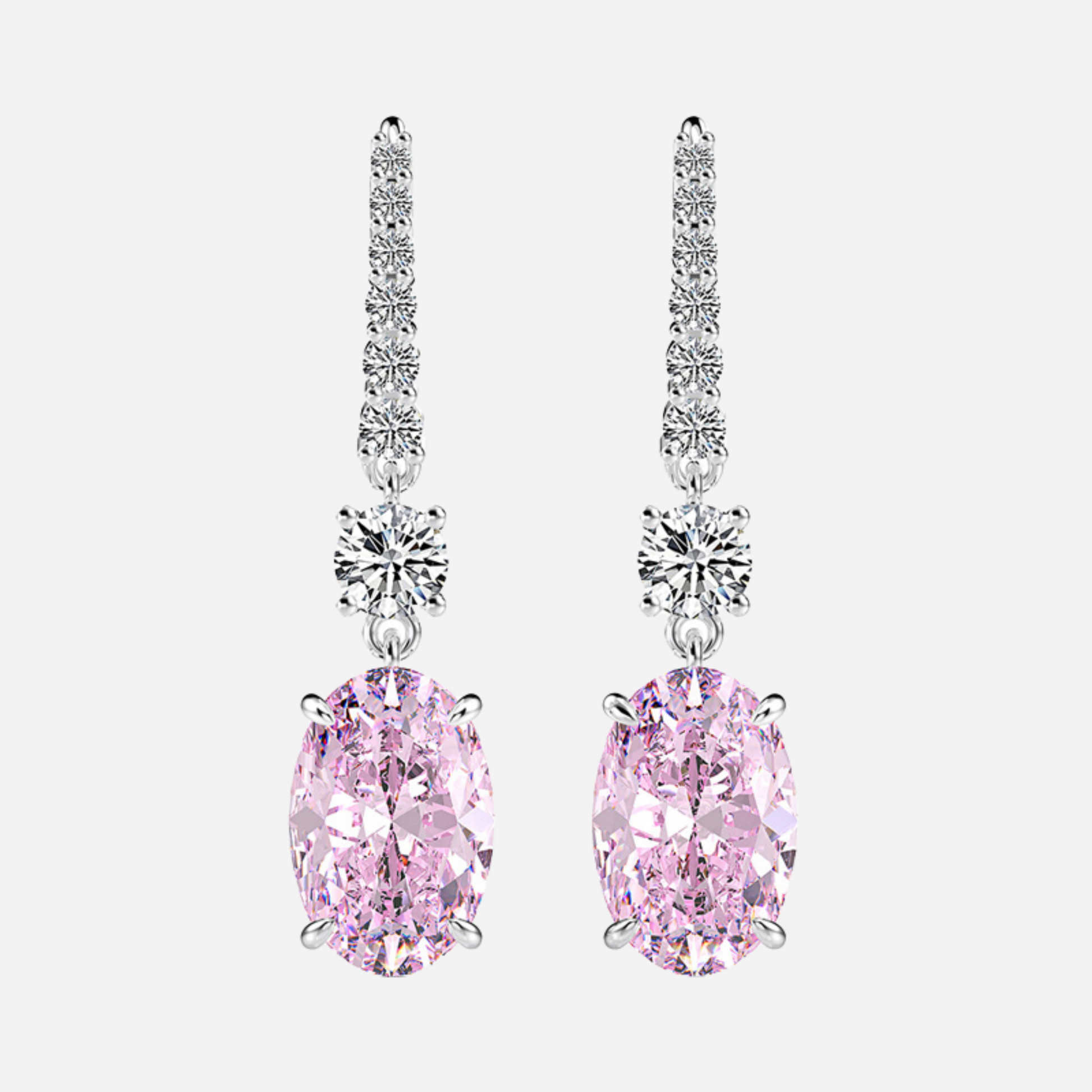 Our beautiful oval cut, waterdrop, chandelier Wedding Earrings by Margalit Rings - pink