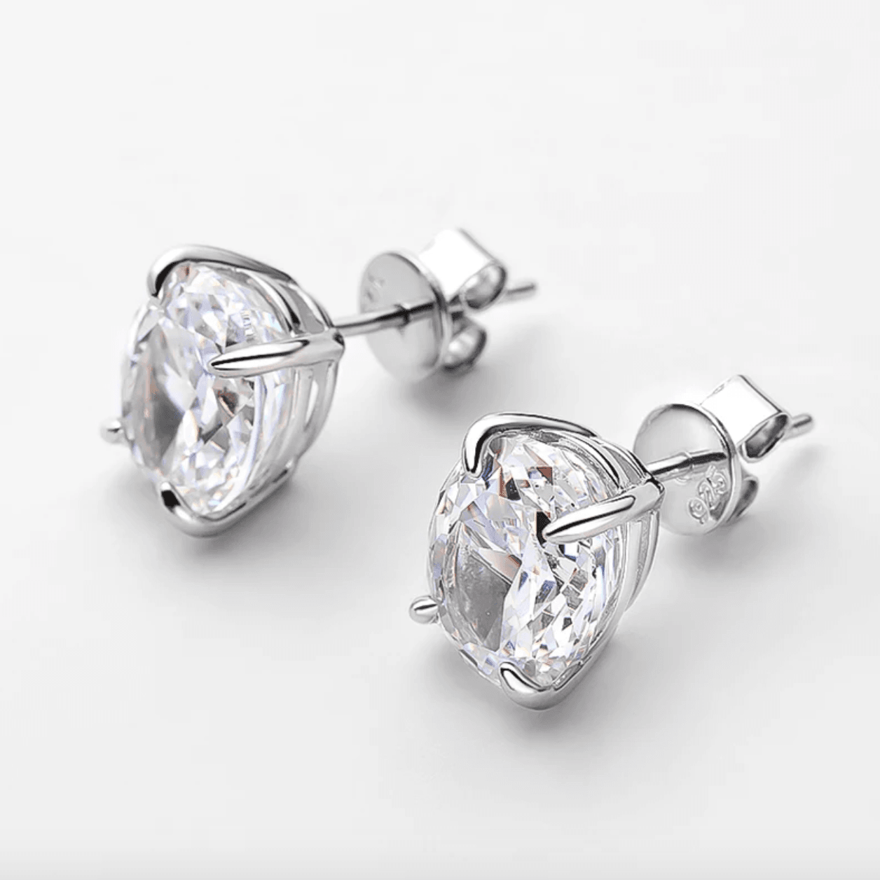 Oval Cut, 2.5 Carat, Sterling Silver, Bridal, Wedding Day Studs - Margali tRings