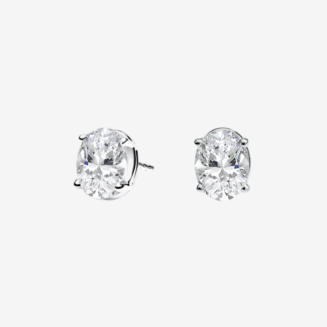 Oval Cut, 2.5 Carat, Sterling Silver, Bridal, Wedding Day Studs - MargalitRings