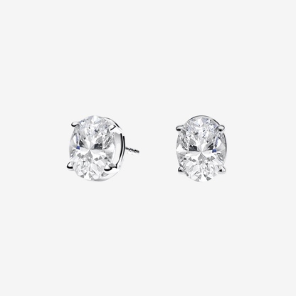 Oval Cut, 2.5 Carat, Sterling Silver, Bridal, Wedding Day Studs - MargalitRings
