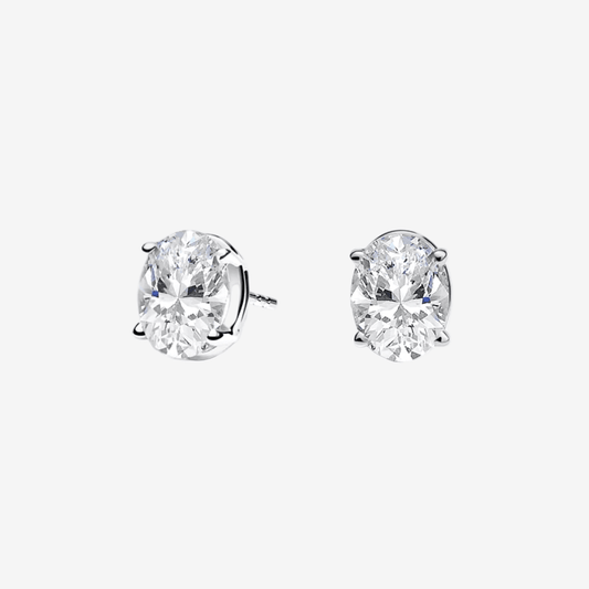 Oval Cut, 2.5 Carat, Sterling Silver, Bridal, Wedding Day Studs - MargalitRings