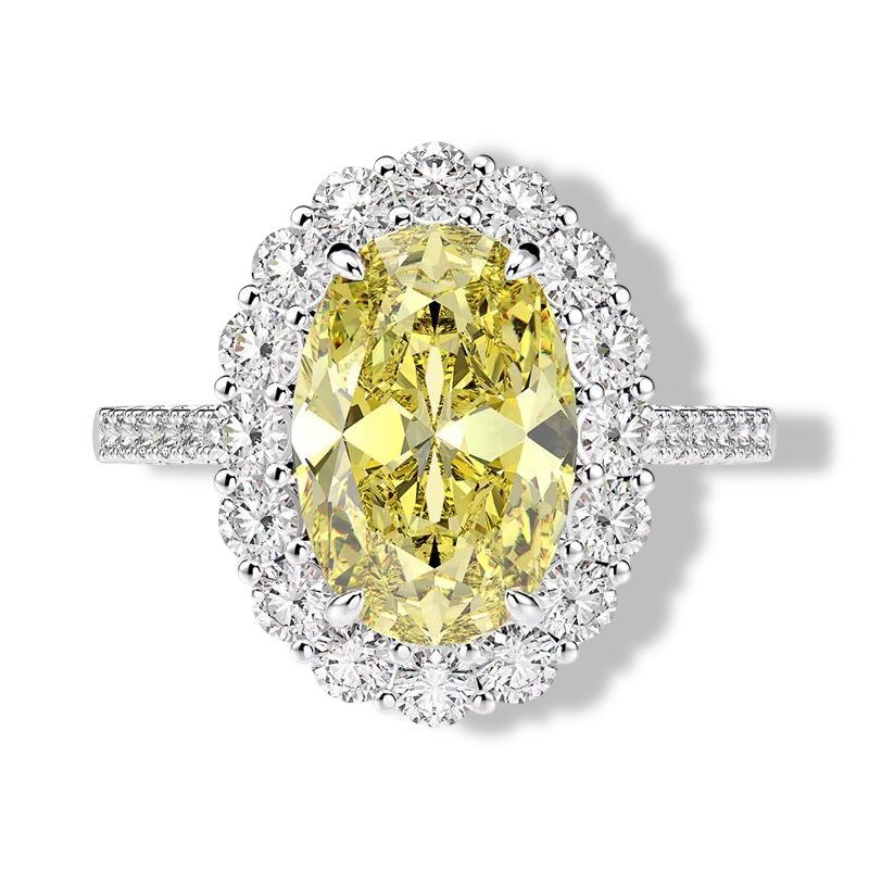 Oval Cut, 5 Carat, Fancy Yellow, Cocktail Ring, Sterling Silver