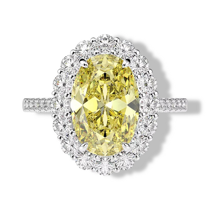 Oval Cut, 5 Carat, Fancy Yellow, Cocktail Ring, Sterling Silver
