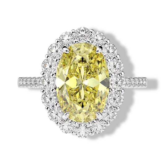Oval Cut, 5 Carat, Fancy Yellow, Cocktail Ring, Sterling Silver