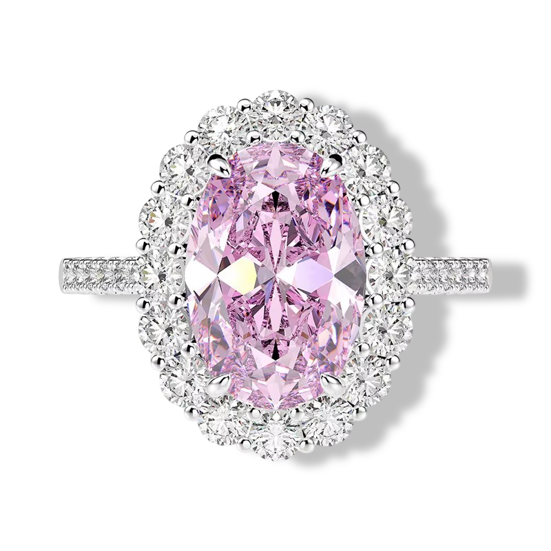 Oval Cut, 5 Carat, Pink Oval, Fancy Pink, Cocktail Ring, Sterling Silver