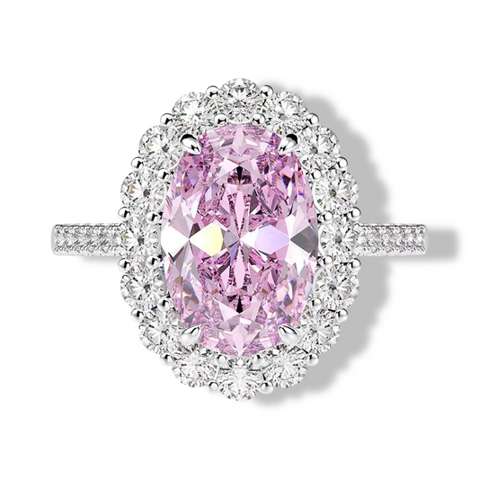 Oval Cut, 5 Carat, Pink Oval, Fancy Pink, Cocktail Ring, Sterling Silver
