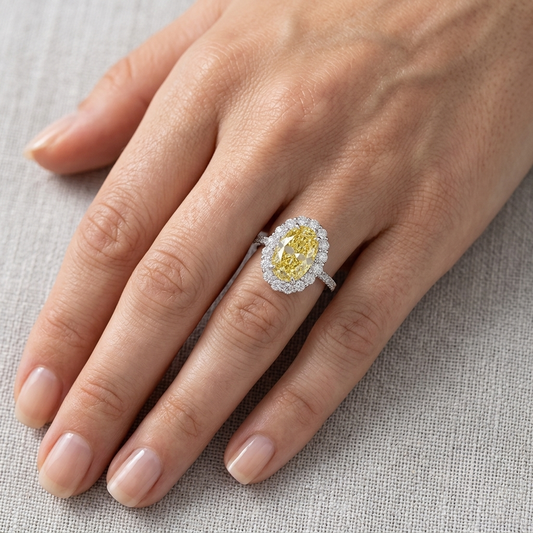 Oval Cut, Cocktail Ring For Her, Fancy Yellow, 5 Carat Ring