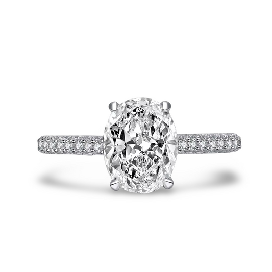 Oval Cut Engagement Ring, 2 Carats, Sterling Silver 