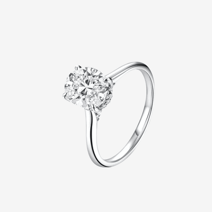 Oval Cut Engagement Ring, 2 Carats, 14k Sterling Silver - MargalitRings