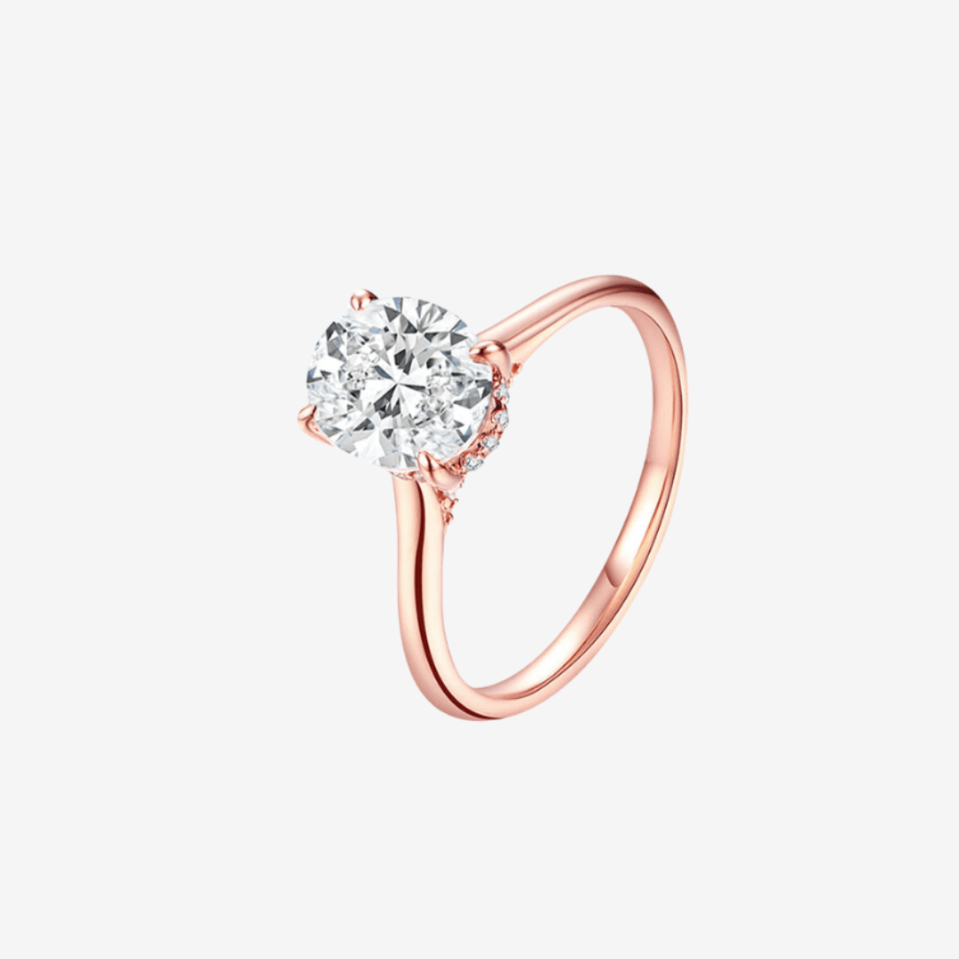 Oval Cut Engagement Ring, 2 Carats, 14k Rose Gold - Margalit Rings