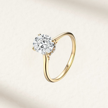 Oval Cut Engagement Ring, 2 Carats, 14k Yellow Gold, lab made engagement ring
