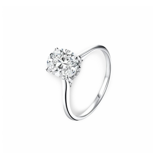 Oval Cut Engagement Ring, 2 Carats, Halo, Sterling Silver
