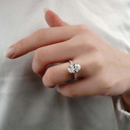 Oval Cut Engagement Ring, 2 Carats, Sterling Silver 
