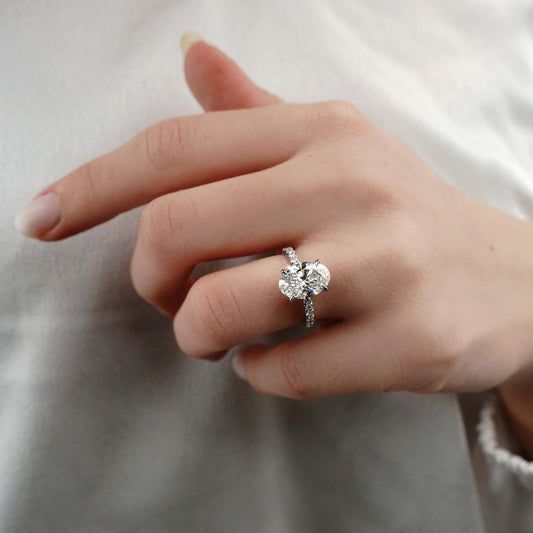Oval Cut Engagement Ring, 2 Carats, Sterling Silver 