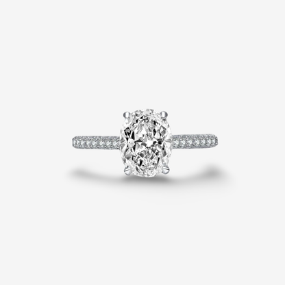 Oval Cut Faux Engagement Ring, 2 Carats, Sterling Silver, Pave Band | …

