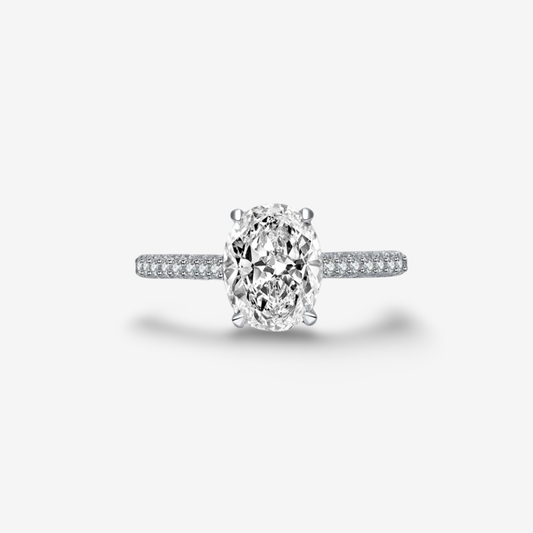 Oval Cut Faux Engagement Ring, 2 Carats, Sterling Silver, Pave Band | …

